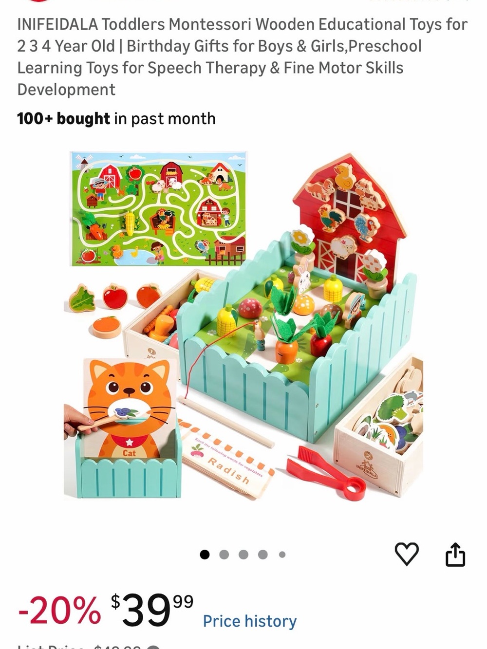 Montessori Wooden Farm & Garden Learning Playset — Aqua